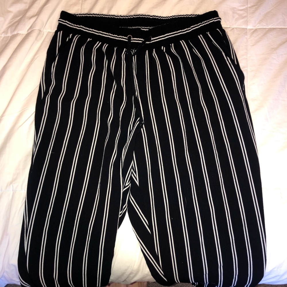 Black & white striped joggers